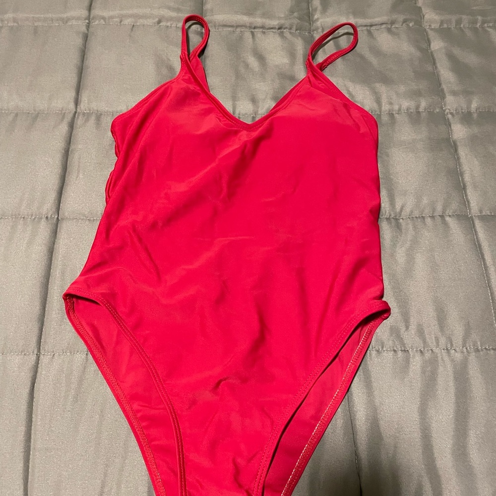 Red one piece swimsuit
